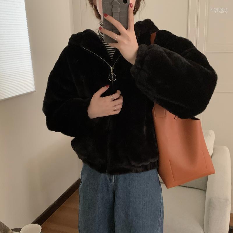 

Women's Jackets Alien Kitty 2022 Sweet Warm Plush Outerwear Women Solid Hooded Casual Office Lady Street Loose Coat Tops, Beige