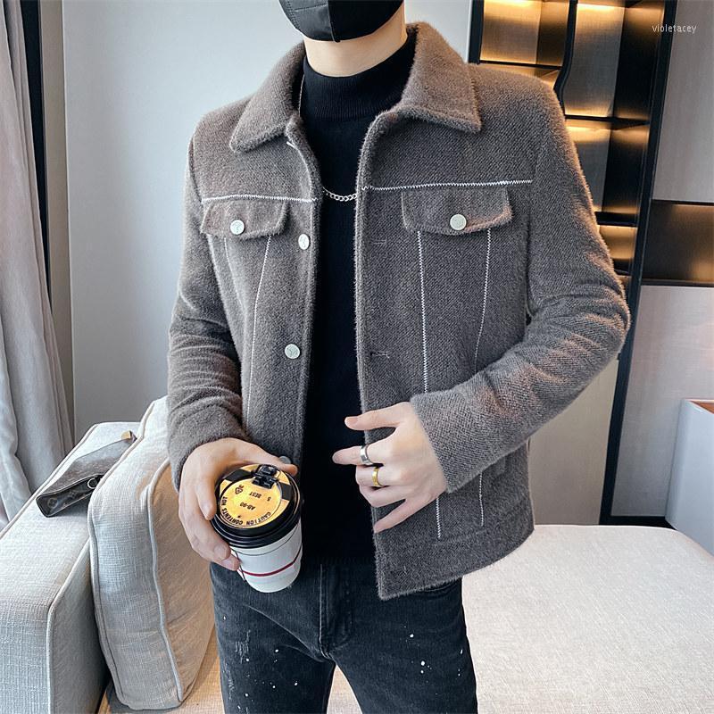 

Men's Wool & Blends British Winter Coat Men Woolen Thick Jacket Korean Social High Quality Windbreaker Jackets Clothing Mens Trench Viol22, Black