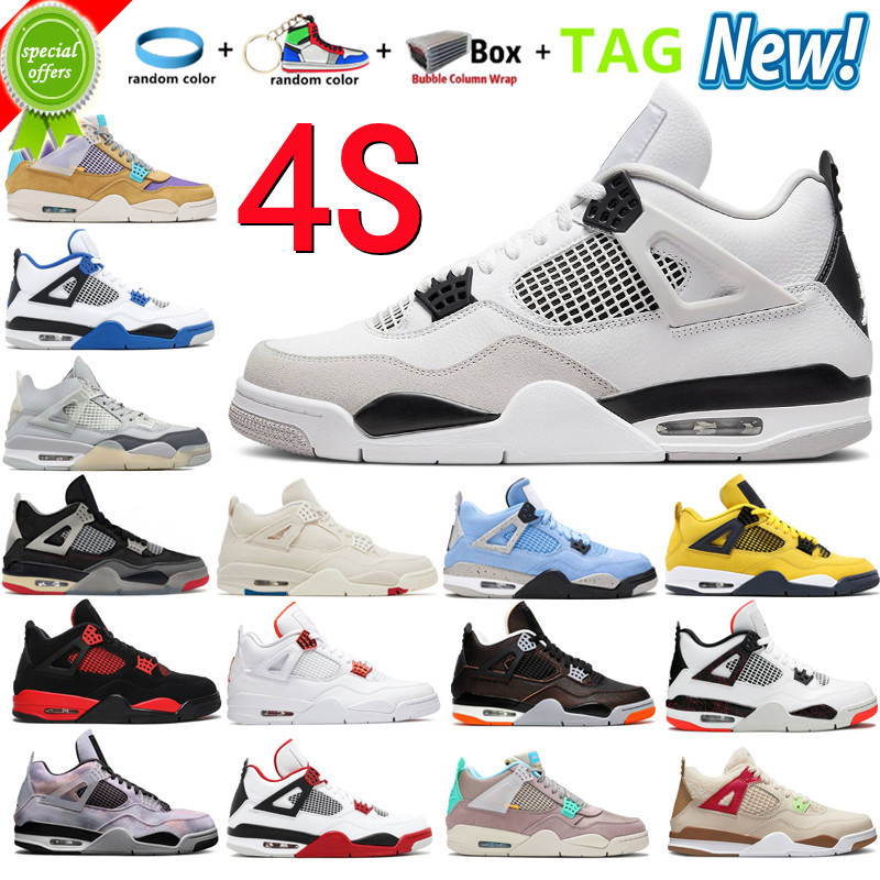 

WITH BOX designer 2023 New Mens 4S IV 4 Basketball Shoes Fire Red Thunder University Blue Black Cat Sail Cement Hyper Royal Military Lightning White Cement