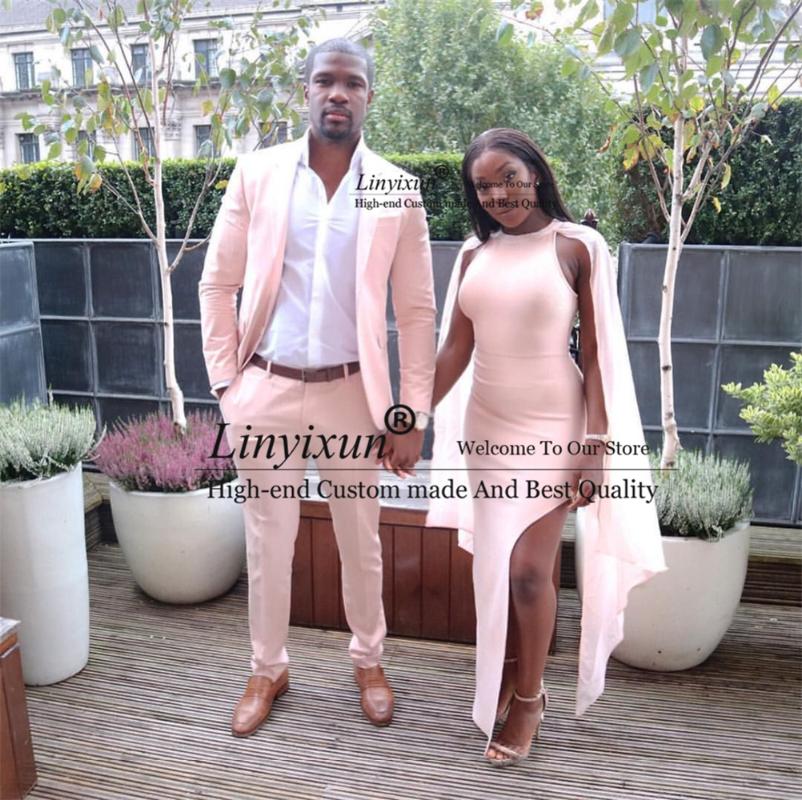 

Men's Suits & Blazers Fashion Pink Mens Wedding Groom Tuxedo Slim Fit Formal Banquet Blazer 2 Piece Set Jacket Pants Groomsmen Costume Homme, Beige