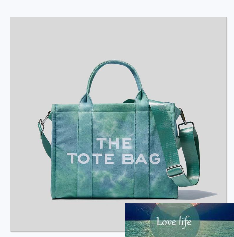 

Tote Canvas letters Shoulder Bag with logo Simple Fashion Handbags Large Capacity Messenger Bags Literary Fan Letter Printing, Green
