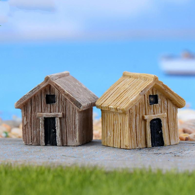 

Garden Decorations 2PCS Mini Wooden House Simulation Model Decor Moss Terrarium Dollhouse Accessory Resin Craft Miniature Fairy