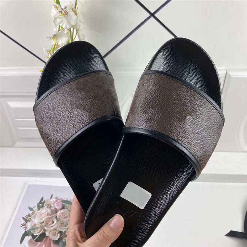 

With Box Designer Slides Slippers men women Shoes Summer Sandals Beach Slide Flat fashion luxury Classics platform Ladies Sandal Bathroom Home Sneaker, #17