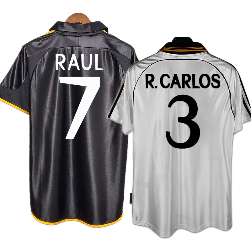 

Retro Real Madrids 1998/01 Soccer Jerseys Raul Roberto Carlos Guti Vintage Kits Classic Shirts, 99-01 3rd