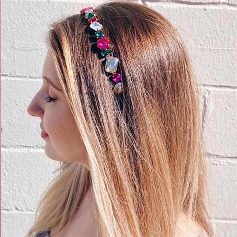 

Hair Clips & Barrettes Sexy Fashion Color Crystal Ladies Hoop Headdress Personality Irregular Shiny Rhinestone Gem Head AccessoriesHair
