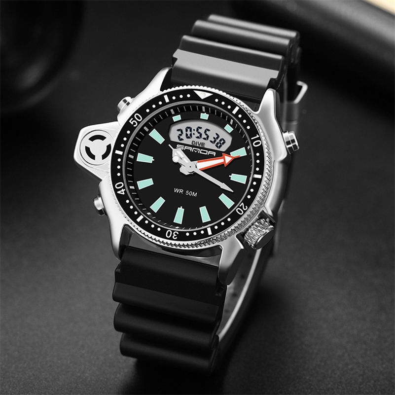

SANDA Sport Men Watches Fashion Casual Military Quartz Watches 50M Waterproof Shock Male Auto Wrist Watch Relogio Masculino 220608, Black red