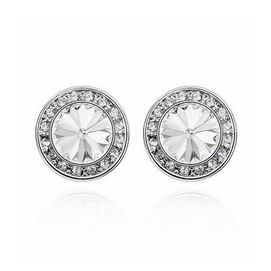 

Original Crystal from Swarovski Round Crystal Stud Earrings 6 Colors for Women Lover Piercing Jewelry Valentine Day Gift289b