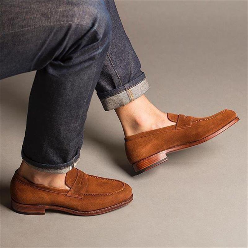 

Men Classic Loafers Solid Color Faux Suede Mask Round Toe Slip On Business Casual Wedding Party Everyday Versatile Dress Shoes, Clear