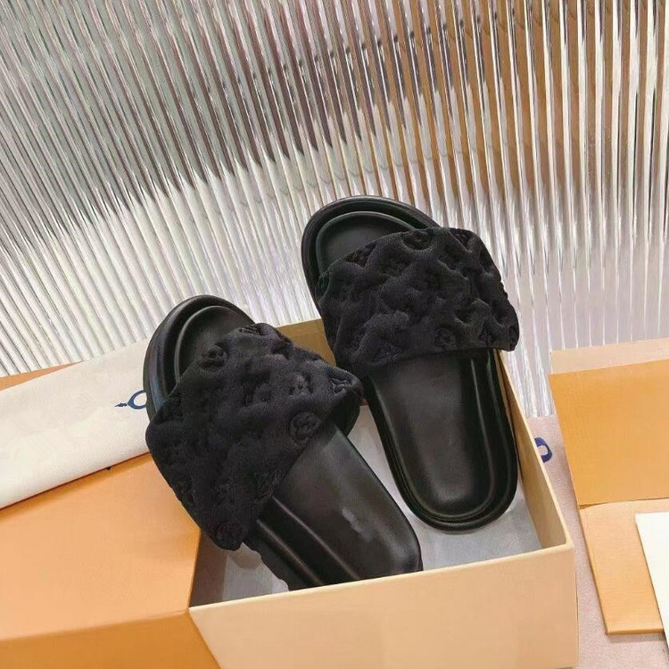 

Letter Fashion Velcro Couples Slippers Designer Women's Summer Outer Wear Sandals All-match Thick Bottom One-Word Slipper Female Beach Shoes, #1
