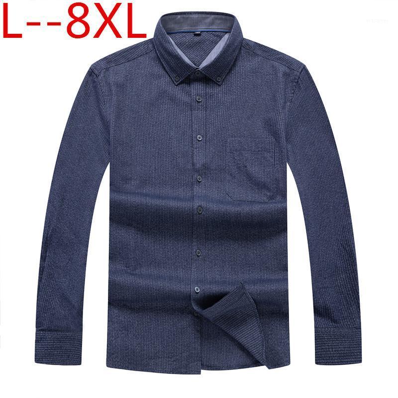 

Men's Casual Shirts PLUS 10XL 8XL 6XL 5XL Striped Mens Classic Long Sleeve Shirt For Men Loose Fit Male Social Business Dress