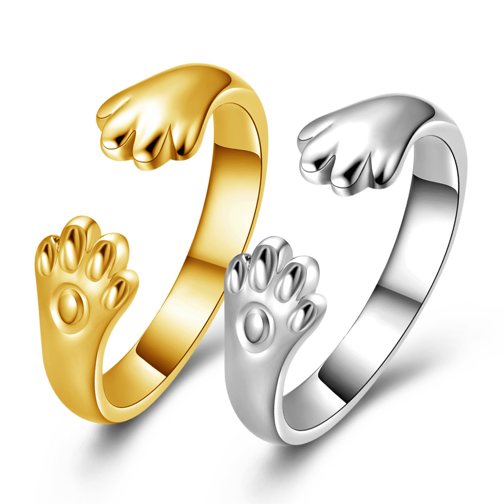 

Fashion 925 Sterling Silver Plated Ring Cute Cat Claw Rings For Women