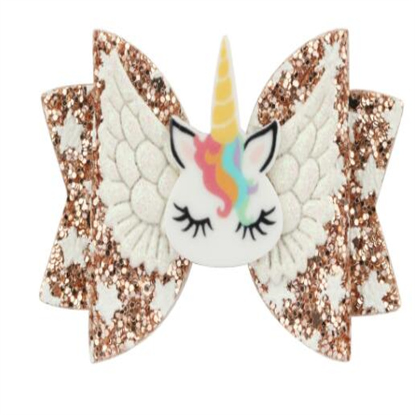 

Scallion pink star bow Unicorn hairpin s8, Photo