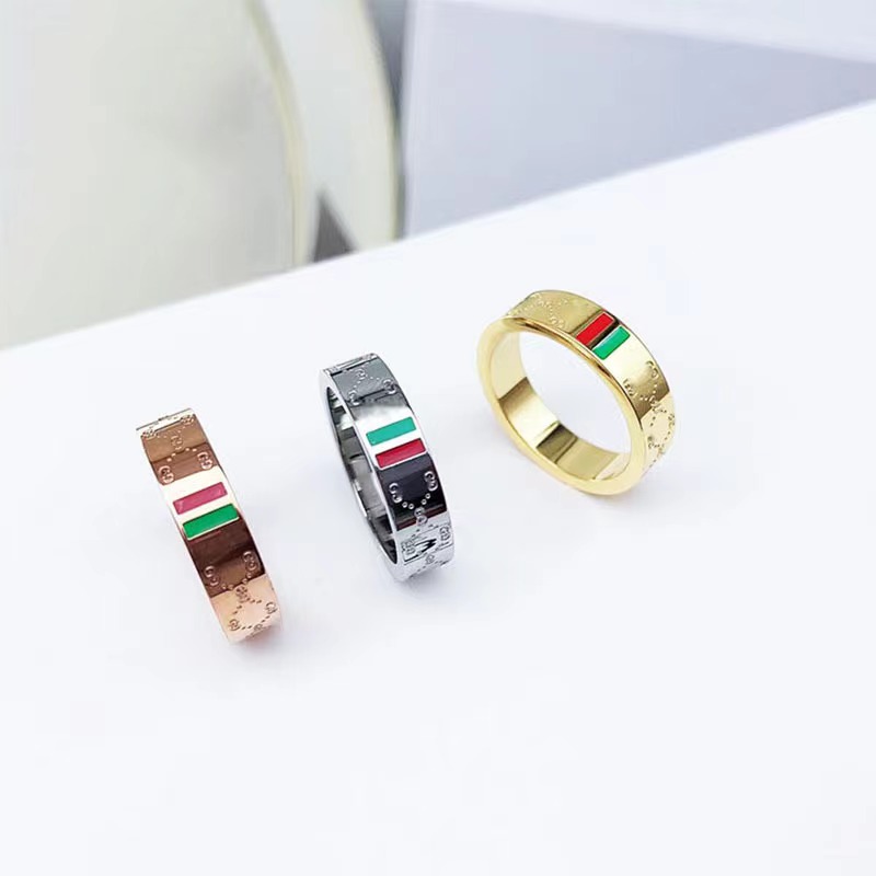 

2022 New Red and Green Epoxy G Ring Brand Classic Couple Designer Ring Fashion Korean Men & Women Rings Jewelry