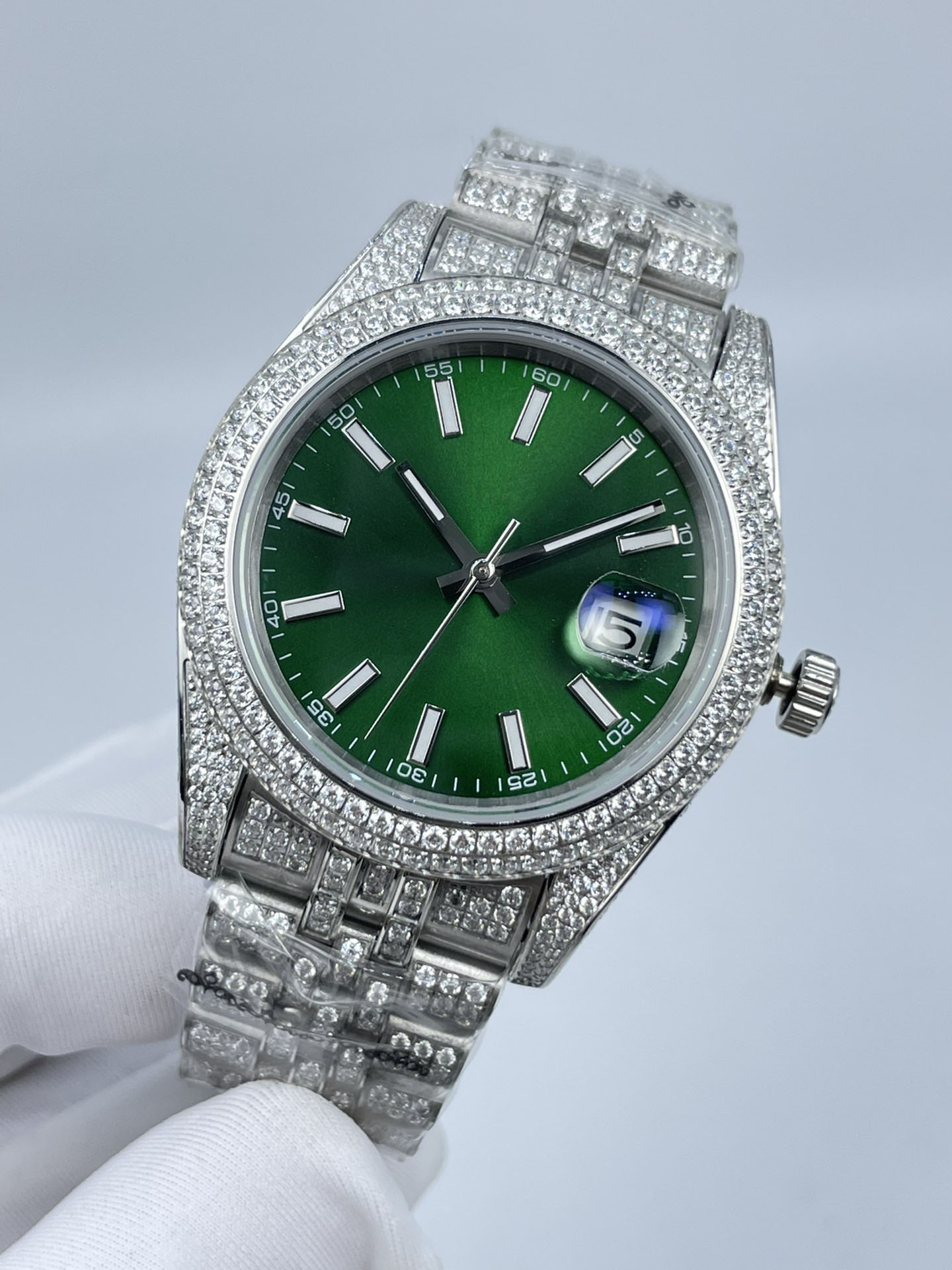 

Men's Watches Top Brand Luxury Premium Watch With Ice Green Automatic Watches