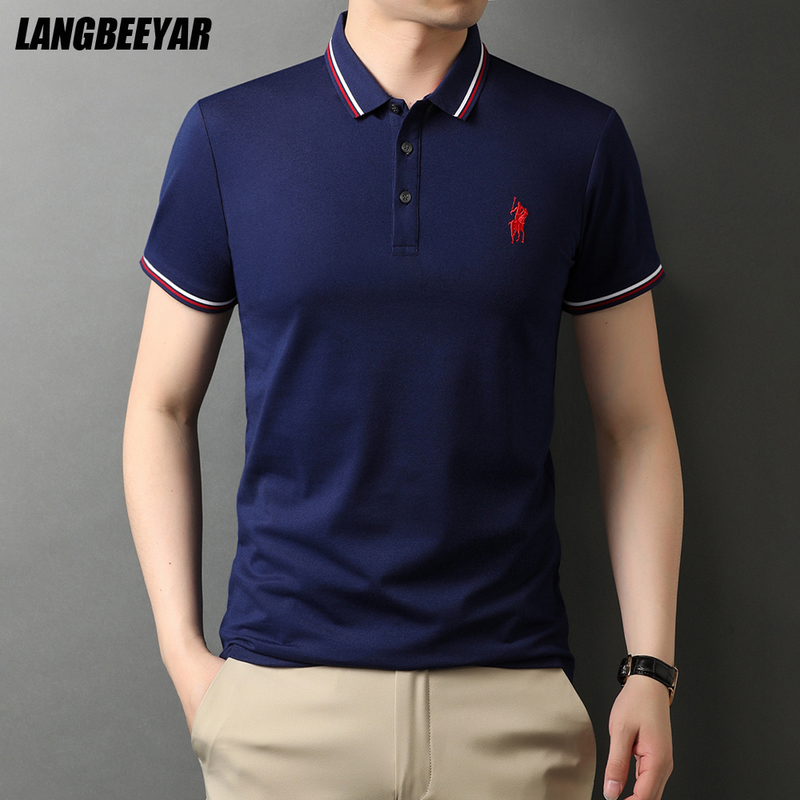 

Top Grade Summer Mens Polo Shirts With Short Sleeve Turn Down Collar Casual Tops Fashions Men Clothing 220615, Wu lan