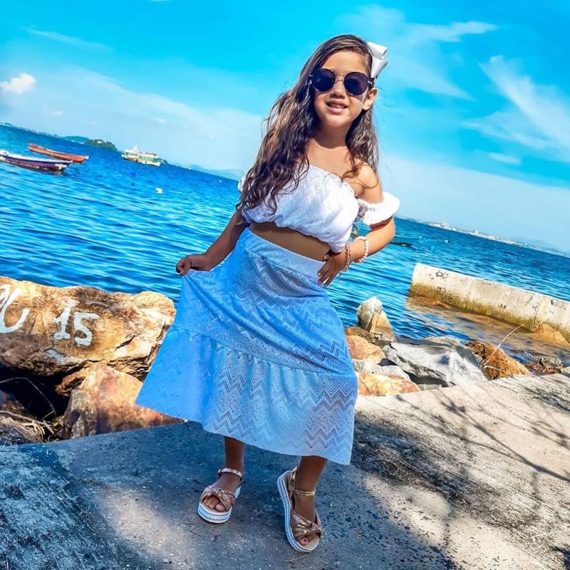 

Clothing Sets Boiiwant 2-7Y Toddler Kids Girls Princess Outfits Short Sleeve Lace Cutout Tops Elastic Waist Long Skirt Set For Summer Clothe, White