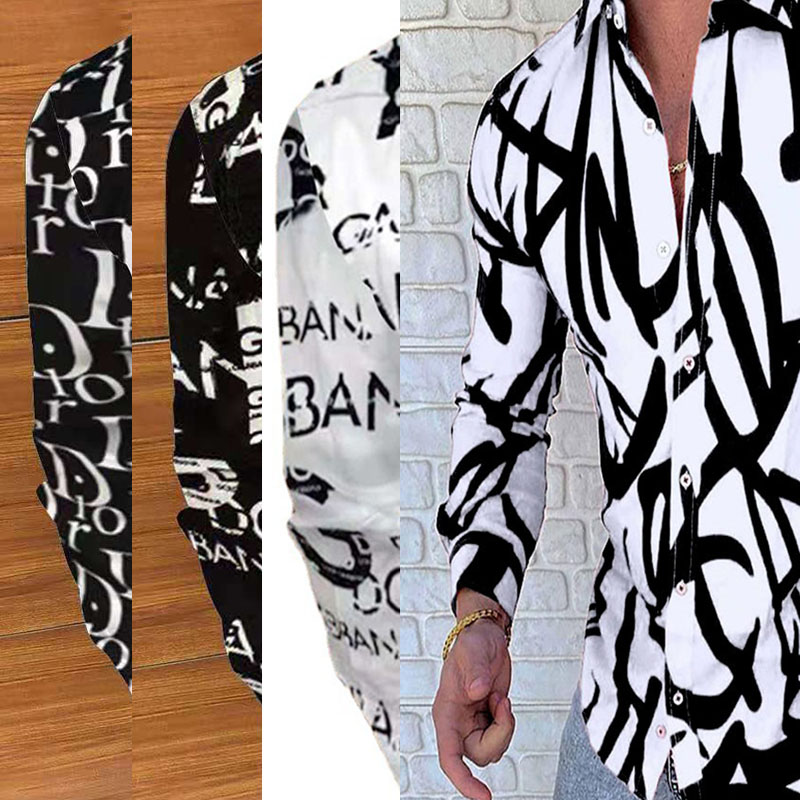 

Spring Outdoor Shirts blusa Button Long Sleeve Hawaiian printed Men Fashion autumn Casual top Print Letters business classic Designer tees Hommes T-shirts Blouse
