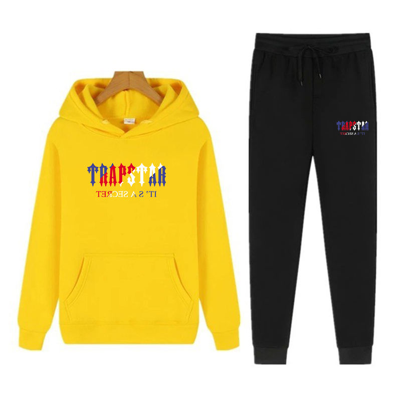 

Tracksuit TRAPSTAR Brand Printed Sportswear Men autumn Warm Two Pieces Set Loose Hoodie Sweatshirt Pants Set Hoodie jogging, Beige