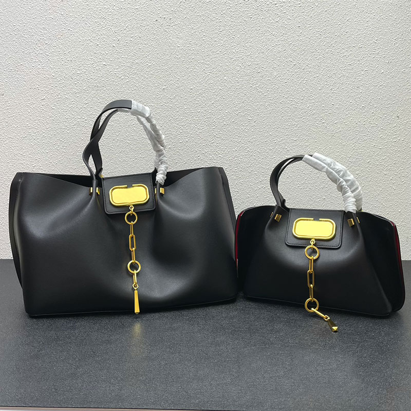 

Top Quality 5A Handbag Tote Shopping Bag Cowhide Leather Vintage Brass Inside Brand Letter Removable Strap Women Shoulder Bags