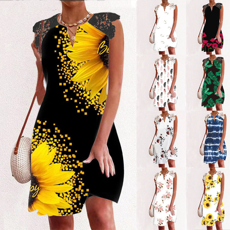 

Summer Printed Dresses Fashion Beach Casual Sleeveless Dresses
