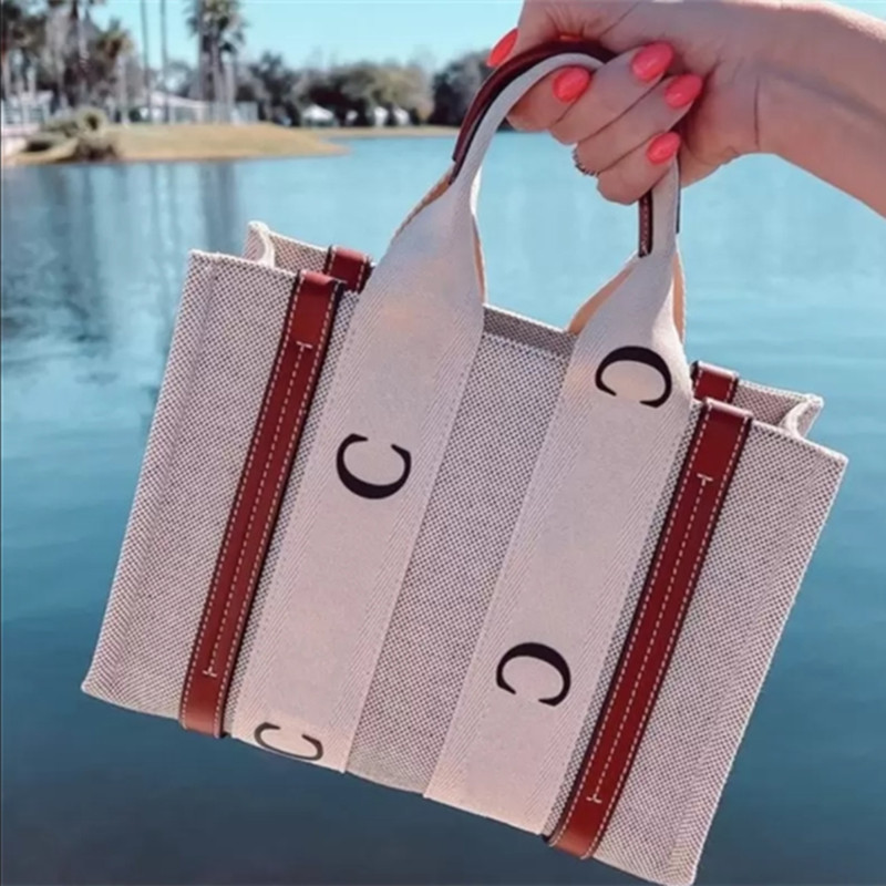 

5A Quality Women Travel Handbags WOODY Tote Shopping Bag Handbag Top NYLON Hobo Fashion Linen Large Beach Bags Luxury Designer Crossbody Shoulder Bag Purses Girl, Color i-with logo