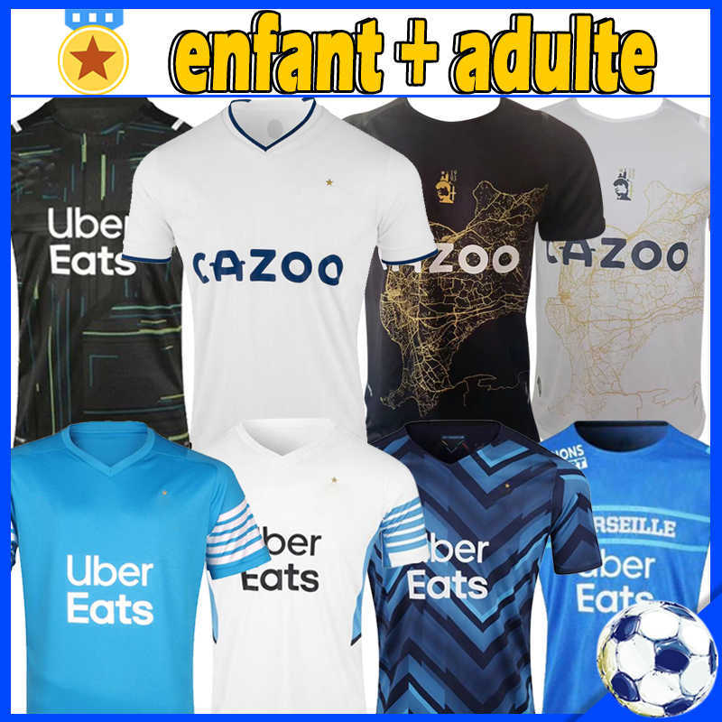 

22 23 soccer jerseys De 2021 2022 OM MILIK X King fans player maillot foot CUISANCE THAUVIN BENEDETTO KAMARA men kid kit Socks full set, 21-22 gk
