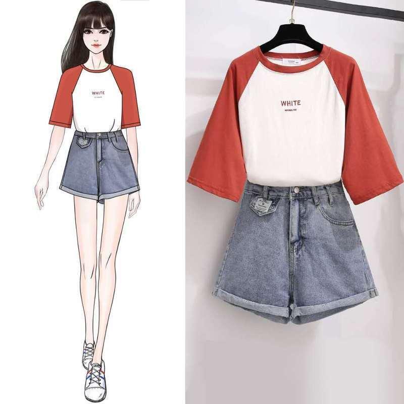Two Piece Dress ICHOIX 2 Tops And Shorts Set Women Summer Outfits Denim High Waist Casual Korean Style Clothing