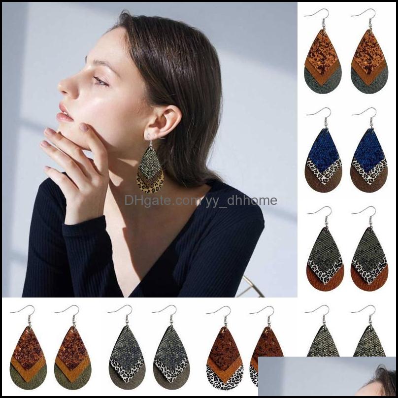 

Other Earrings Jewelry Leopard Dangle Handmade Vintage Mtilayer Teardrop Bohemian Leather Earring For Women Fashion Dh0Sn