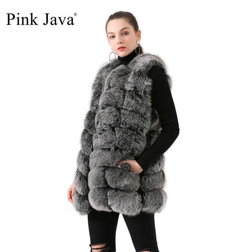 

Pink Java 19035 new arrival real fur vest long vest women winter thick fur coat fashion jacket luxury fur clothes 201016, Beige
