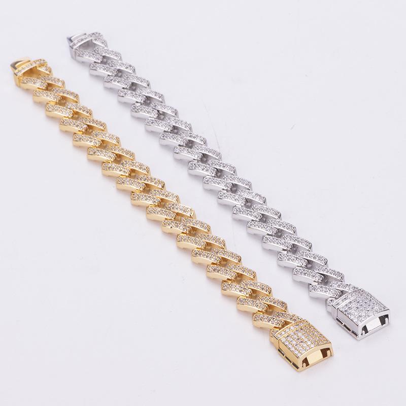 

Link Chain Tengci Luxury Fashion Classic Hip Hop Rock Style Copper Covered Zircon Bracelet Stage Actor Jewelry Friend Brother Gift L0544Link