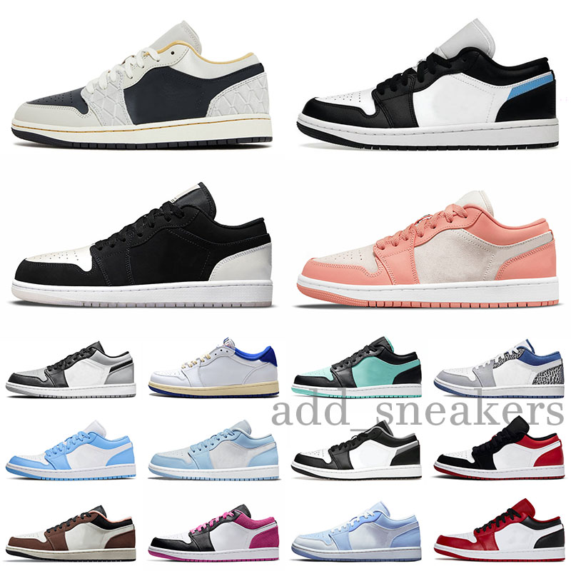 

Men Women 1 Low Basketball Shoes Military Themed Jumpman Sneakers Bleached Coral Aluminum Sports Ceramic Trainers Diamond Shorts 1s Beaded Shadow Toe Breathable