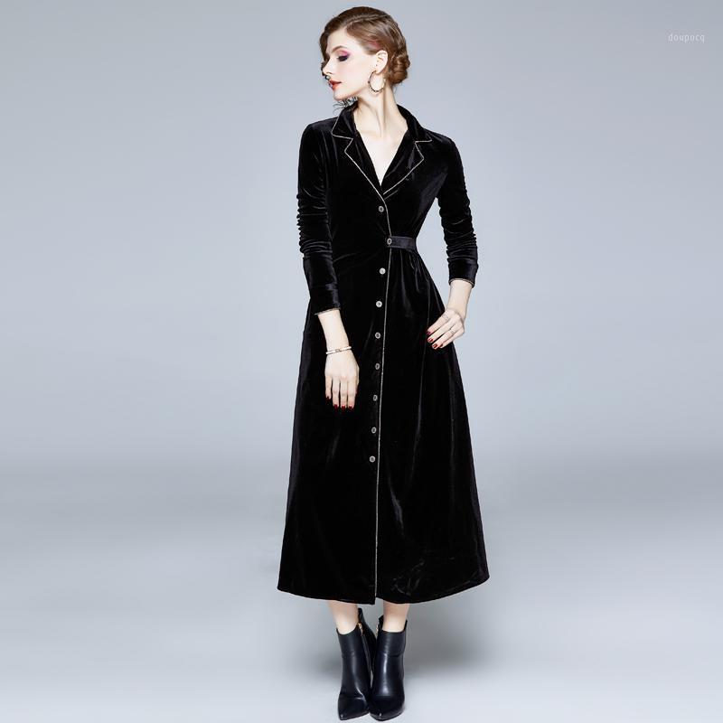 Robes décontractées Zuoman Femmes Automne Hiver Élégant Velours Blazer Robe Festa Femme Bureau Cocktail Robe De Haute Qualité Designer Robes