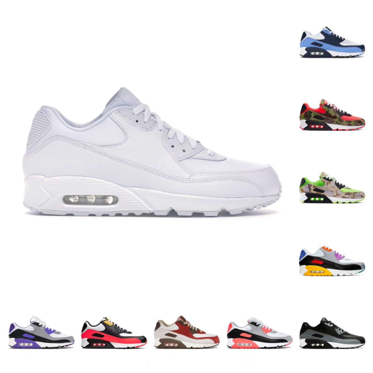 

High Quality wholesale 90 running shoes men women chaussures 90s Camo Dancefloor Green triple white black Cool Grey mens trainers Sports Outdoor Sneakers, Box