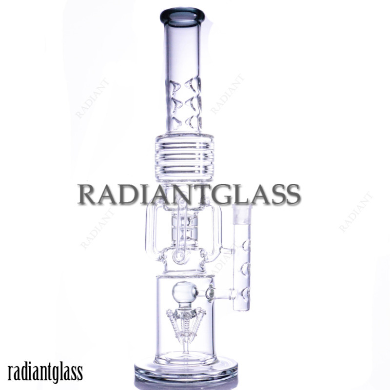 

Hookahs 20 Inch Thick Big Glass Bongs Recycler Oil Dab Rigs Heavy Bong Drum Barrel Perc Water Pipes Slitted Rocket Percolator 19mm Joint With Bowl