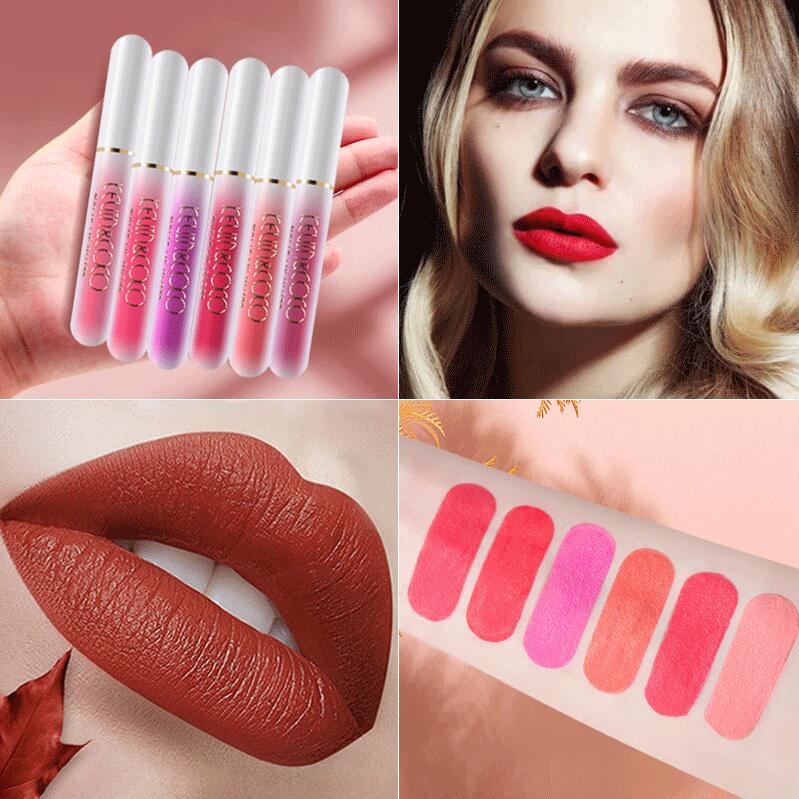 

KEVIN&COCO 6 Pcs Per Box Lip Gloss Nude Matte Liquid Lipstick Red Mate Waterproof Long Lasting Moisturizing Lipgloss Lip Makeup Cosmetics, 6pcs/set