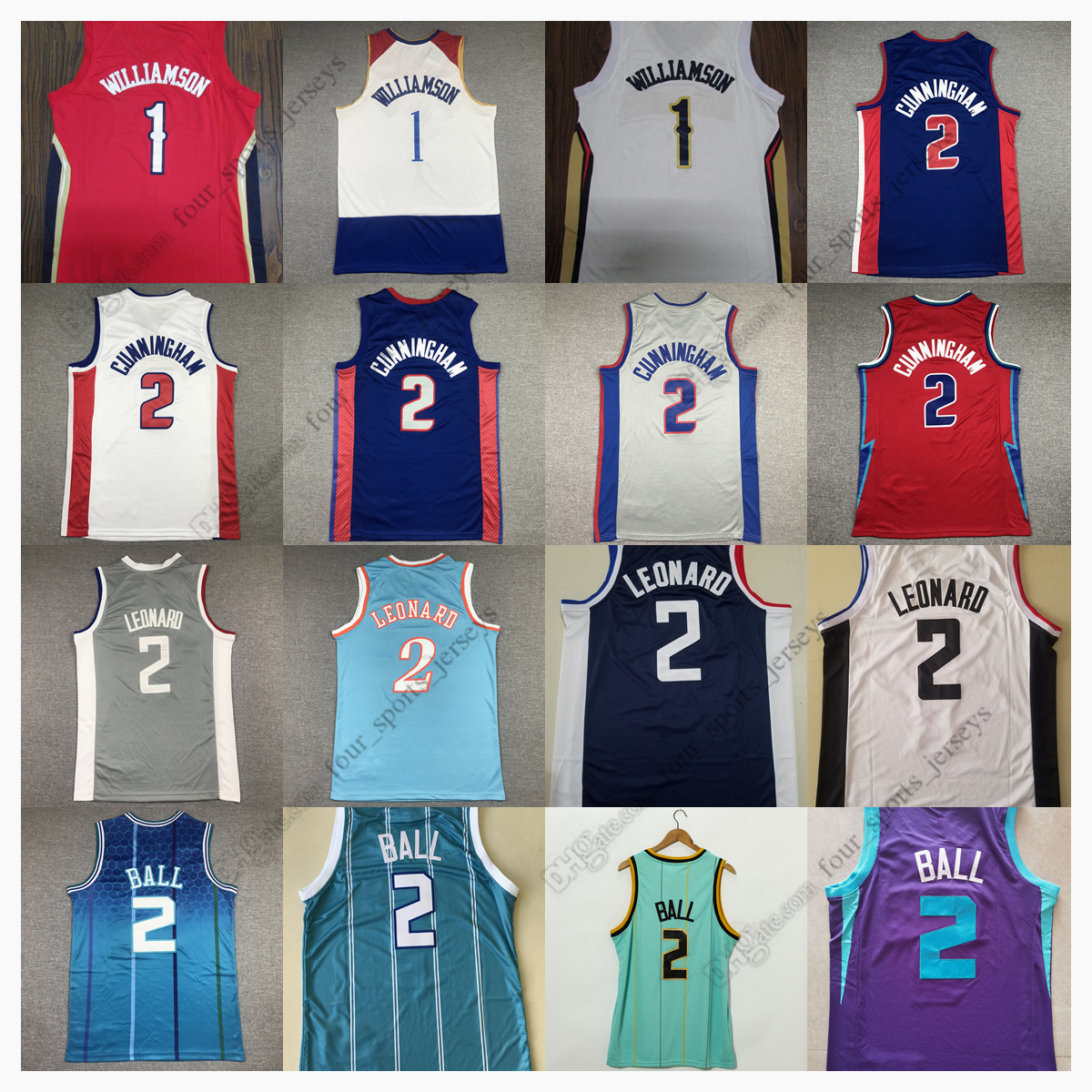 

Retro Mitchell and Ness Basketball Jerseys 1 Leonard Williamson 2 Cade Zion Kawhi Cunningham LaMelo Ball Embiid Butler Murray Curry Antetokounmpo Mitchell Doncic, Picture (with a logo)