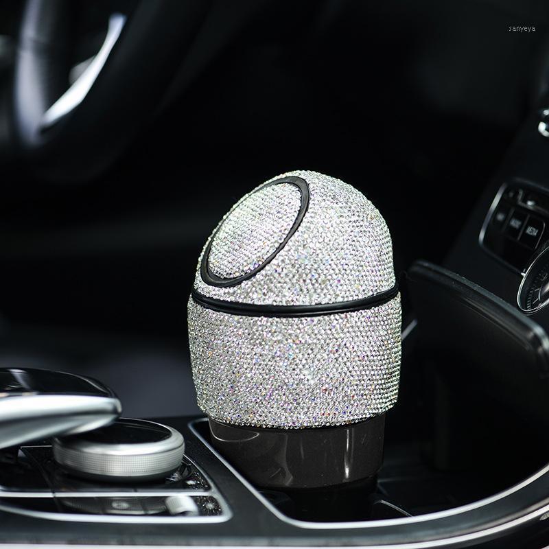 

Car Organizer Mini Sundries Bin For Storage Box Trash Can Water Cup Holder Fashionable Diamond Garbage Bucket Accessories