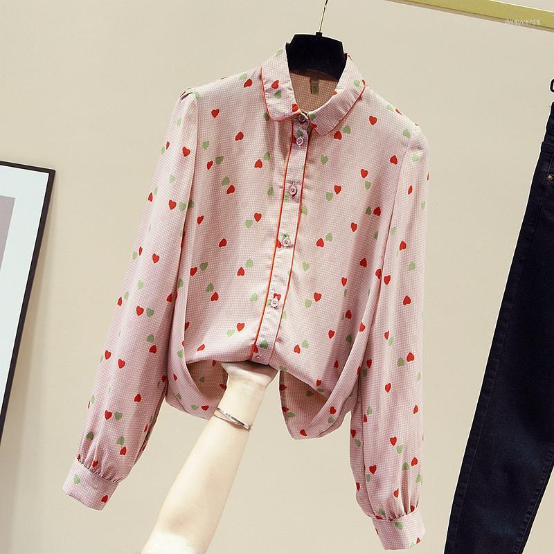 

Women' Blouses & Shirts Chikich Polka Dot Chiffon Women Commuter 2022 Spring Ladies Fashion Long Sleeve Button Up Shirt Pink Womens TopsWom