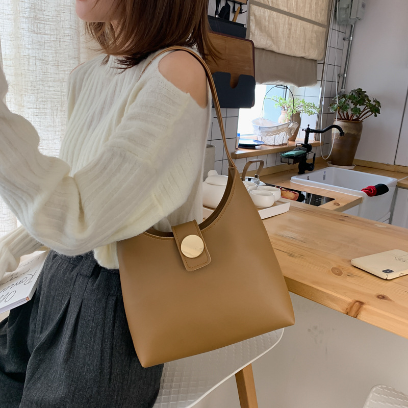 Myyshop wallet PB0010 Fashion PU Leather One Single Shoulder Bags Simple Cross Underarm Bag Khaki 19cm