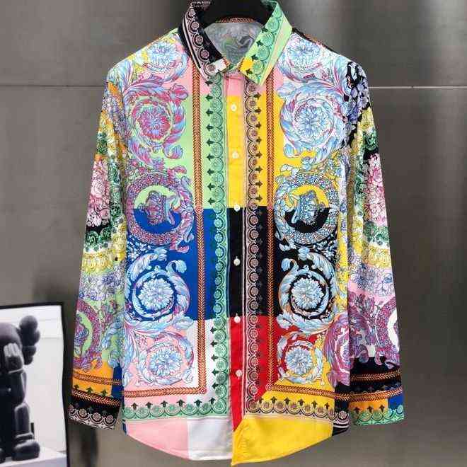 

Medusa Shirt Designer Noble Court Style Color Contrast Pattern 3d Printing High-end Men Long Sleeved Shirts
