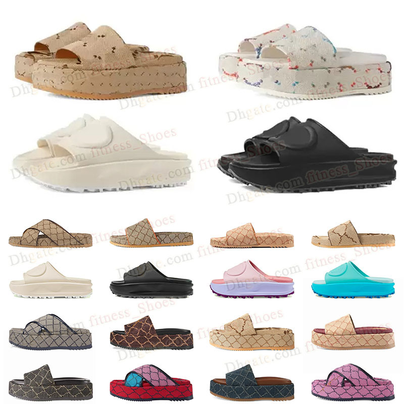 Designer Mocassins Pantoufles Célèbre Plateforme Sandales Mode Été Toile Femmes Diapositives Plateformes Curseur Chaussures De Plage Tongs Avec S