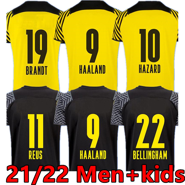 

HAALAND soccer jersey 21 22 football shirt REUS NEONGELB BELLINGHAM DORTMUND HUMMELS BRANDT men + kids kit maillot de foot 2021 2022 tops, 21/22 away