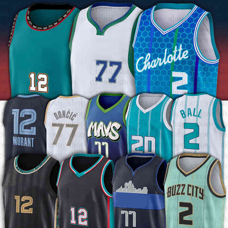 

Ja 12 Morant Basketball Jerseys Ball 2 LaMelo Doncic 77 Luka Men Jersey