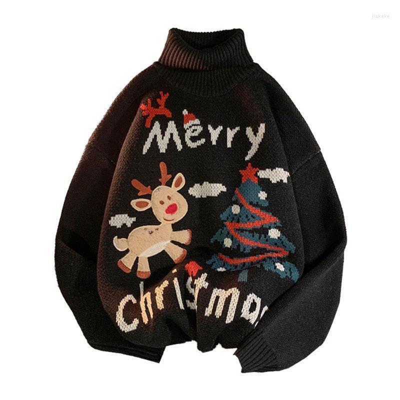 

Men's Sweaters Christmas Sweate Casual Knitting Turtleneck SweaterMen Slim Fit Knitted Pullovers Male Tops Both Men Women Can Wear, Black