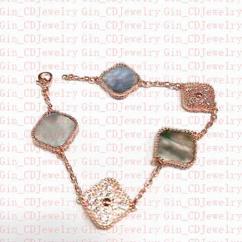 

Designer Classic Lucky Clover Bracelet Rose Gold Women and Girls Valentine's Day Mother's Day Engagement Jewelry Fade Free