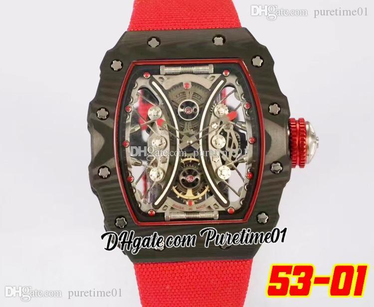 

Pablo Donough TPT Forged Skeleton Dial Automatic Mens Watch Carbon Fiber Titanium Case Red Inner And Nylon Sapphire Watches Super Edition Puretime01 5301A1, A3