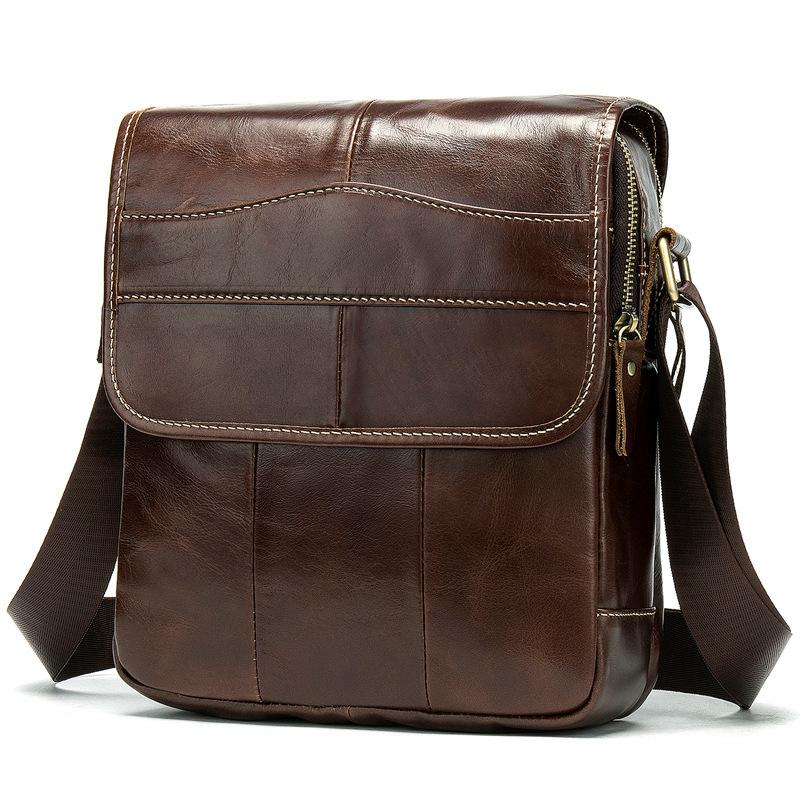 Case de base Sacs à bandouliers pour hommes en cuir authentique Bullection de documents Crossbody Sac Satchel Vintage Messenger Bolso Hombre