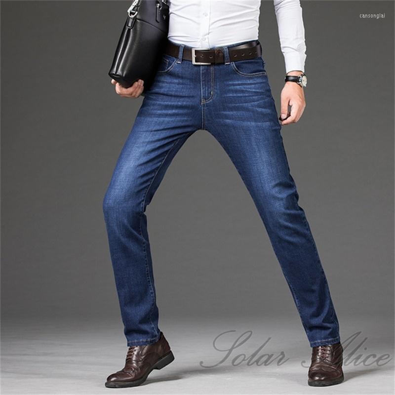 

Men's Jeans Men's Fall/Winter Straight Loose Mid-Waist Slim Large Size Middle-aged Business Casual PantsMen's, Blue