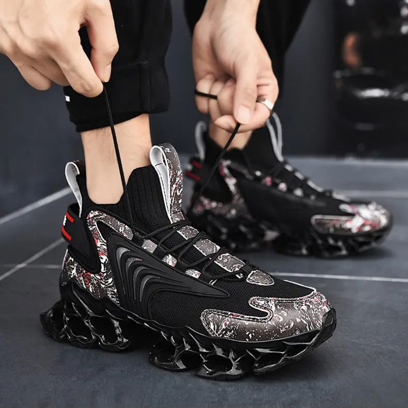 

Fashion Casual Shoes Men Shoes Microfiber Colorblock Round Toe Latest Blade Sole Comfortable Breathable Lace Up Mesh High-Top Sneakers DP359, Clear