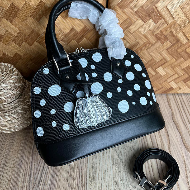 

Alma Handbag Tote Bag Women Polka Dot Crossbody Shoulder Bags Genuine Leather Fashion Letters Zipper Closure Removable Shoulder Strap Bottom Nail